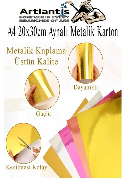 Metalik Aynalı Fon Kartonu A4 10 Renk 20X30 cm 1 Paket Okul Sınıf Dekoratif Pırıltılı Folyo Kağıt fiyatları