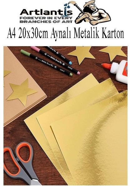 Metalik Aynalı Fon Kartonu A4 10 Renk 20X30 cm 1 Paket Okul Sınıf Dekoratif Pırıltılı Folyo Kağıt modelleri