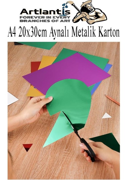 Metalik Aynalı Fon Kartonu A4 10 Renk 20X30 cm 1 Paket Okul Sınıf Dekoratif Pırıltılı Folyo Kağıt indirimleri