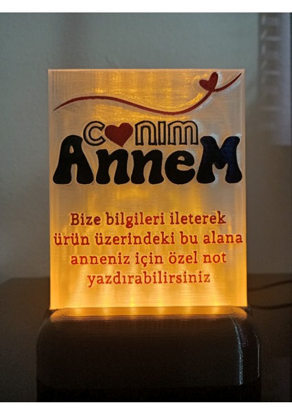 Anneye Özel Hediyelik Kişiselleştirilebilir Dekoratif LED Lamba M2 Amber Işıklı