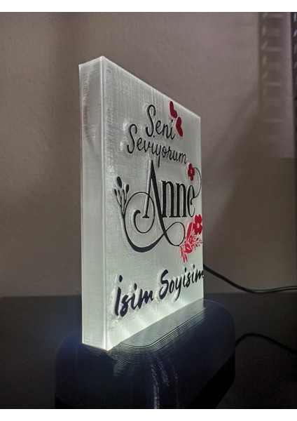 Anneye Özel Hediyelik Kişiselleştirilebilir Dekoratif LED Lamba M6 Beyaz Işıklı fiyatları