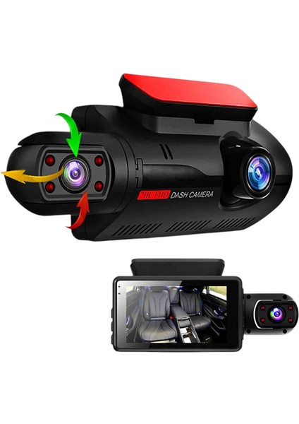 A68 Araç Kayıt Kamerası Trafic Recorder Full Hd 1080P 3 Inç Ekran Kabin ve Seyir