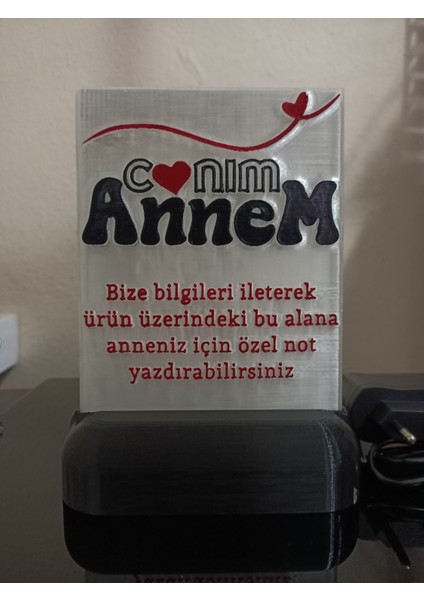 Anneye Özel Hediyelik Kişiselleştirilebilir Dekoratif LED Lamba M2 Beyaz Işıklı