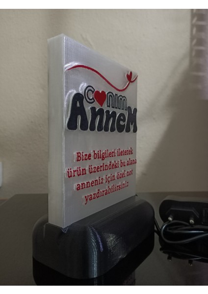 Anneye Özel Hediyelik Kişiselleştirilebilir Dekoratif LED Lamba M2 Beyaz Işıklı