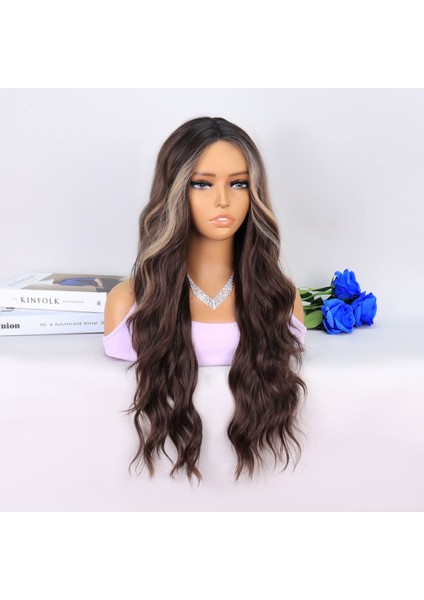 Uzun Kumral Balköpüğü Işıltılı Su Dalgalı Tül Peruk fiyatları