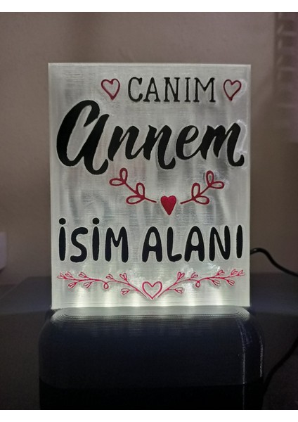 Anneye Özel Hediyelik Kişiselleştirilebilir Dekoratif LED Lamba M3 Beyaz Işıklı