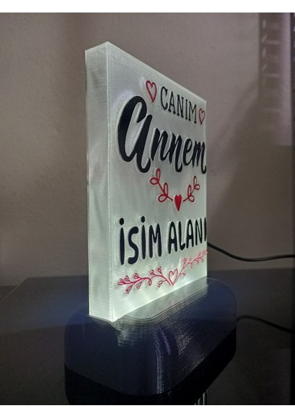 Anneye Özel Hediyelik Kişiselleştirilebilir Dekoratif LED Lamba M3 Beyaz Işıklı