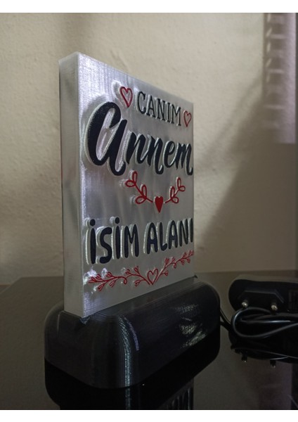 Anneye Özel Hediyelik Kişiselleştirilebilir Dekoratif LED Lamba M3 Beyaz Işıklı