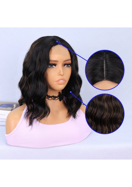 Siyah Karamel Işıltılı Fiber Sentetik Tül Peruk fırsatları