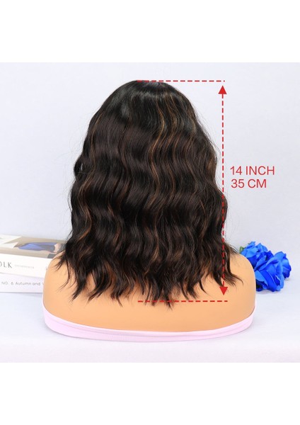 Siyah Karamel Işıltılı Fiber Sentetik Tül Peruk indirimleri