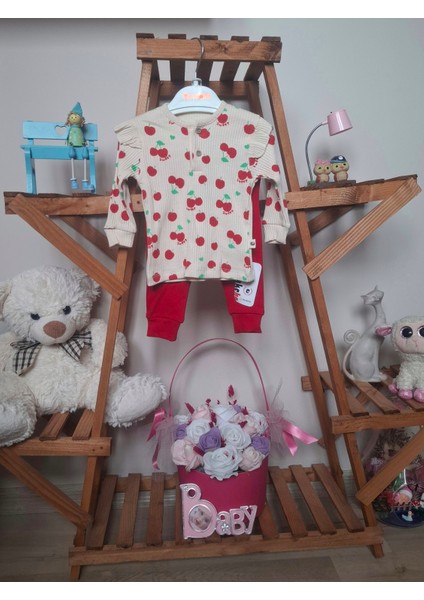 Kız Bebek Kiraz Desenli 2'li Takım