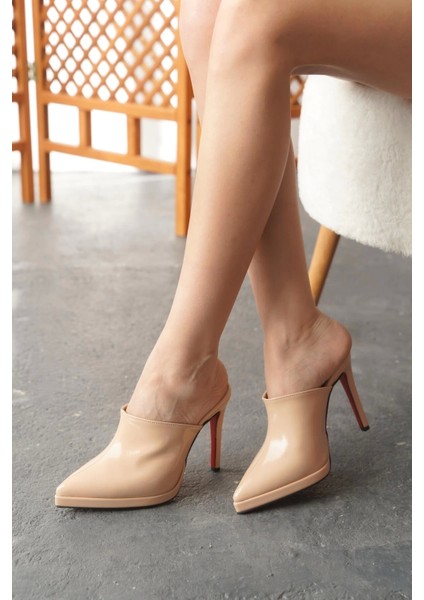 Stil Modern Kadın Kısa Platform Ince Topuklu Terlik Özel Tasarım Gündüz Gece Abiye Ayakkabı