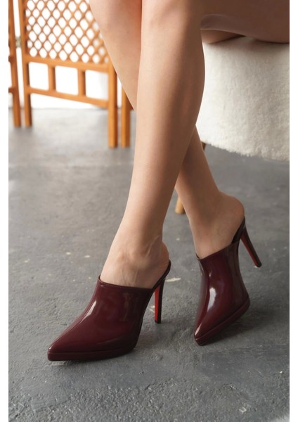 Stil Modern Kadın Kısa Platform Ince Topuklu Terlik Özel Tasarım Gündüz Gece Abiye Ayakkabı