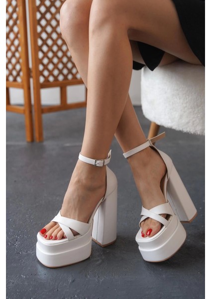 Stil Modern Kadın Çapraz Bant Çift Platform Luxury Özel Tasarım Gündüz Gece Abiye Ayakkabı