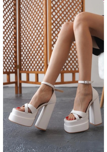 Stil Modern Kadın Çapraz Bant Çift Platform Luxury Özel Tasarım Gündüz Gece Abiye Ayakkabı