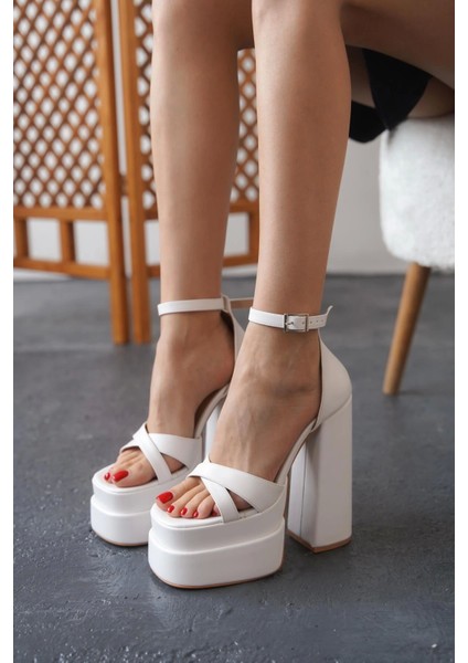 Stil Modern Kadın Çapraz Bant Çift Platform Luxury Özel Tasarım Gündüz Gece Abiye Ayakkabı