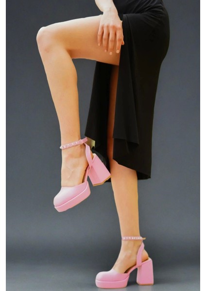 Stil Modern Kadın Alçak Platform Kalın Topuklu Ayakkabı Özel Tasarım Gündüz Gece Abiye Ayakkabı