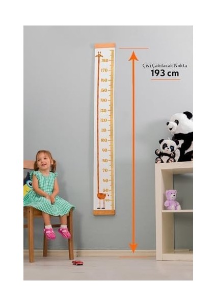 Menashop Metrashop Arkadaşım Boy Ölçme Cetveli - Asılabilir Boy Ölçer - Duvara Monte Bebek Boy Ölçer
