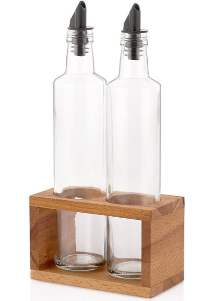 Şık ve kullanışlı 3'lü kayın ağacı yağlık ve sirkelik seti, 250 ml, bej renk fiyatları