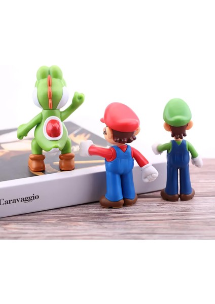 Süper Mario Kardeşler Anime Karakter Figür Oyuncak Seti Süper Mario Luigi & Dinozor Yoshi Bir Arada modelleri