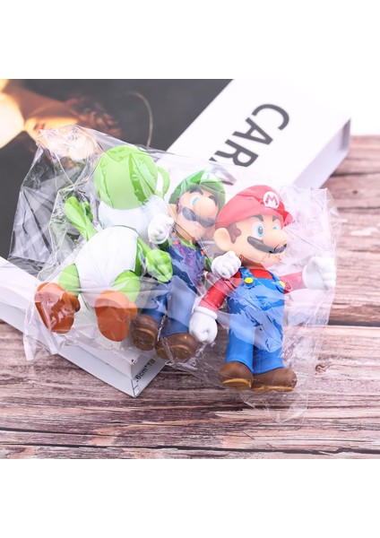 Süper Mario Kardeşler Anime Karakter Figür Oyuncak Seti Süper Mario Luigi & Dinozor Yoshi Bir Arada fırsatları