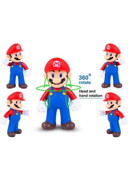 Süper Mario Kardeşler Anime Karakter Figür Oyuncak Seti Süper Mario Luigi & Dinozor Yoshi Bir Arada indirimleri