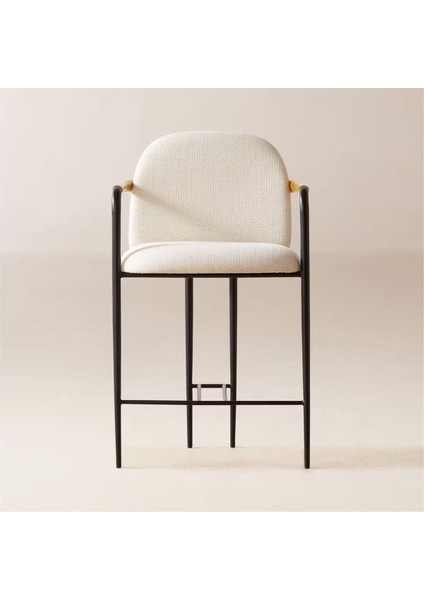 Avont Döşemeli Beyaz Performans Kumaş Metal Tezgah Taburesi