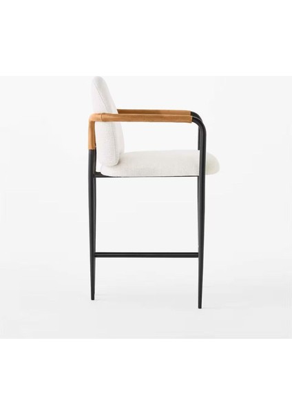 Avont Döşemeli Beyaz Performans Kumaş Metal Tezgah Taburesi modelleri