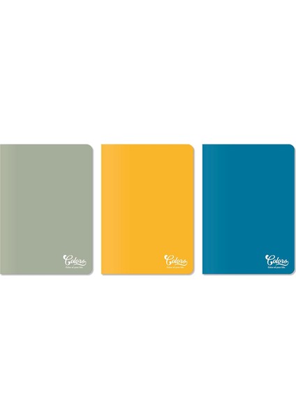 Menashop Metrashop Colors Ofis Serisi, A4 60 Yaprak Çizgisiz Karton Kapaklı Defter 3'lü Paket,mavi, Gri, Sarı