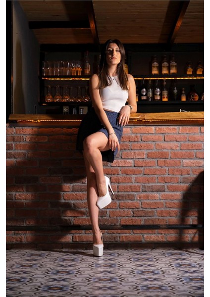 Stil Modern Kadın Sivri Platform Topuklu Ayakkabı Özel Tasarım Gündüz Gece Abiye Ayakkabı indirimleri