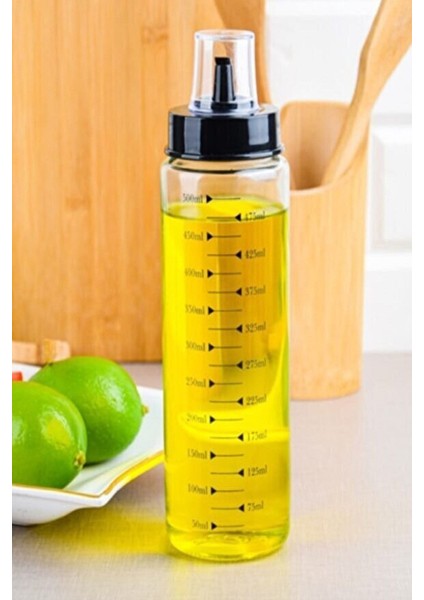 Siyah Kapaklı 500 ml Cam Yağ ve Sirke Şişesi, Hacim: 500 ml, Kahverengi