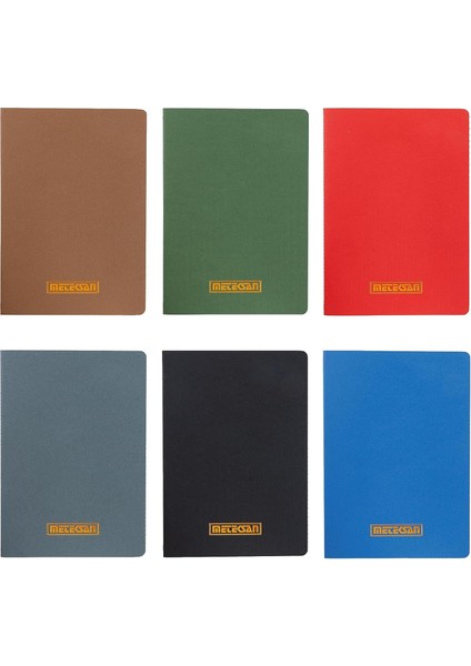 Menashop Metrashop Notes 13X21 cm Karton Kapaklı Iplik Dikişli Defter, 24 Yaprak, 6'lı Paket, Koyu Renkler