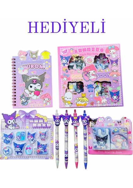 Sanrio Kuromi My Melodi Sticker Uçlu Kalem Defter Sticker Defter 8 Parça Set