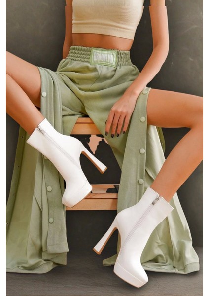 Stil Modern Kadın Platform Topuklu Bot Özel Tasarım Gündüz Gece Abiye Ayakkabı