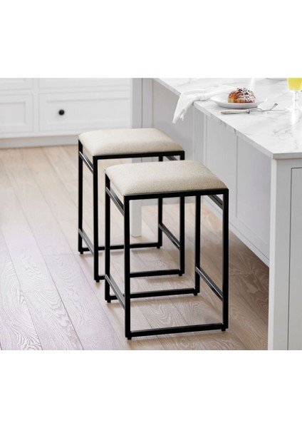 Hardy Döşemeli Sırtsız Tezgah Taburesi, Dayanıklı Metal Çerçeve ve Konforlu Oturum indirimleri