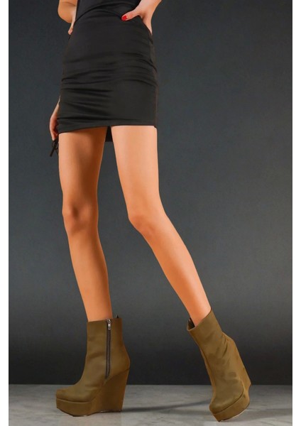 Stil Modern Kadın Dolgu Topuk Fermuarlı Bot Daina Özel Tasarım Gündüz Gece Abiye Ayakkabı fiyatları