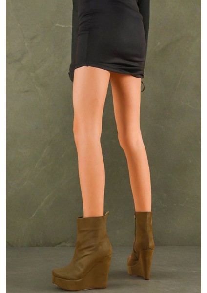 Stil Modern Kadın Dolgu Topuk Fermuarlı Bot Daina Özel Tasarım Gündüz Gece Abiye Ayakkabı fırsatları