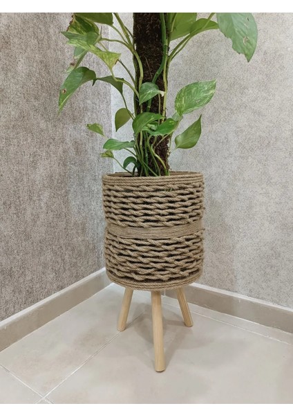 Halat Saksı ahşap saksı bambu saksı hasır saksı