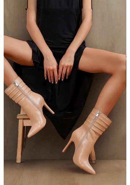 Stil Modern Kadın Pileli Ince Topuk Bot Özel Tasarım Gündüz Gece Abiye Ayakkabı fiyatları