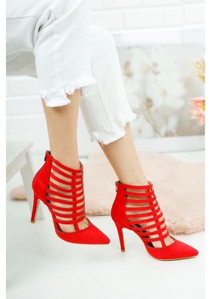 Kadın Çok Bantlı Ince Topuklu Ayakkabı Fermuarlı Sivri Burun Özel Tasarım Model fiyatları