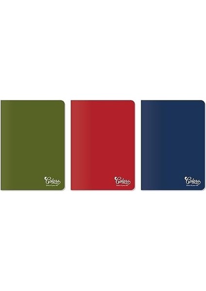 Menashop Metrashop Colors Ofis Serisi, A5 60 Yaprak Çizgisiz Karton Kapaklı Defter 3'lü Paket, Kırmızı, Navy, Yeşil