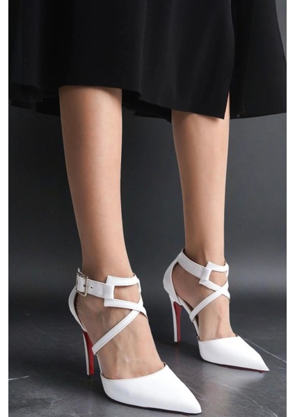 Kadın Çapraz Tokalı Topuklu Ayakkabı Sivri Burun Şık Stiletto fiyatları