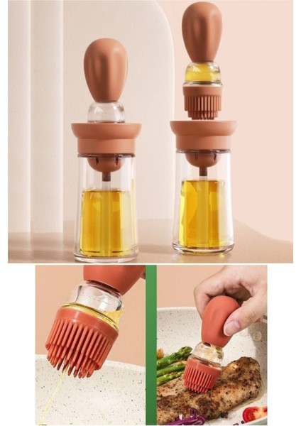 Hazneli Silikon Yağ Sos ve Yumurta Fırçası Yağ Fırçası Yağ Şişesi 180 ml
