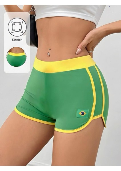 Yeni Sezon Kadın Penye Mini Şort -Yeşil Brasil Baskılı, Pembe, Gri ve Siyah