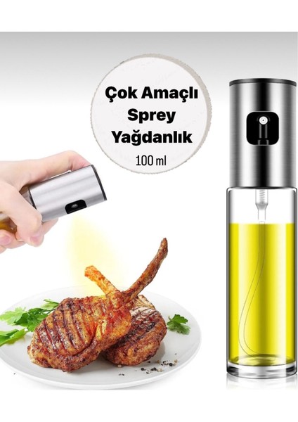 Çok Amaçlı Cam Sprey Yağdanlık 100ml, Dağıtıcı, Sızdırmaz, Gri, Parça 1