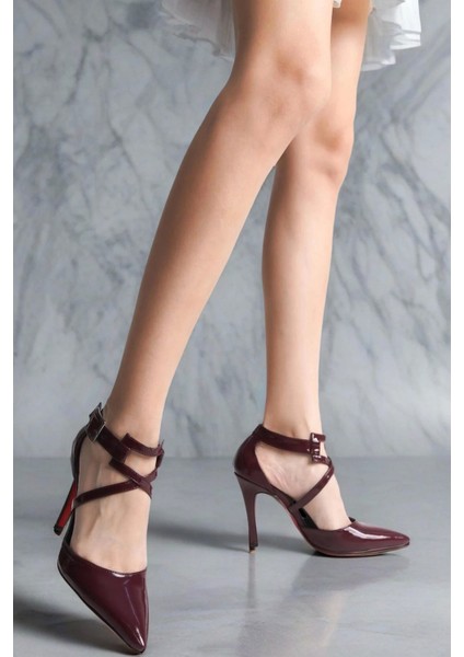 Kadın Çapraz Tokalı Topuklu Ayakkabı Sivri Burun Şık Stiletto fiyatları