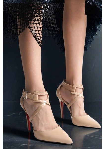 Kadın Çapraz Tokalı Topuklu Ayakkabı Sivri Burun Şık Stiletto modelleri
