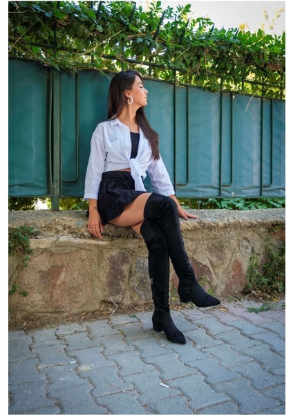 Stil Modern Kadın Kısa Topuklu Diz Üstü Streç Çizme Özel Tasarım Gündüz Gece Abiye Ayakkabı fiyatları