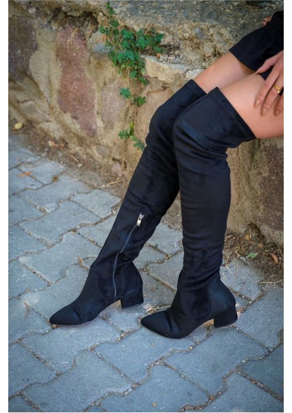 Stil Modern Kadın Kısa Topuklu Diz Üstü Streç Çizme Özel Tasarım Gündüz Gece Abiye Ayakkabı fırsatları