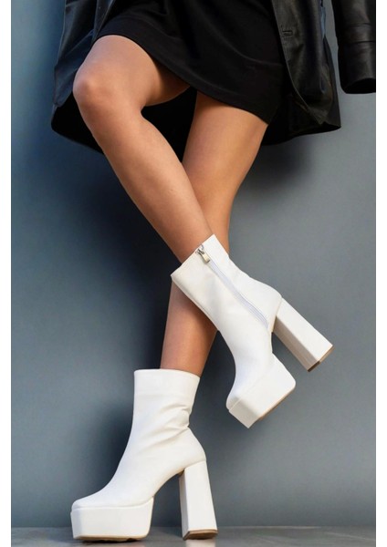 Stil Modern Kadın Kalın Topuk Yüksek Bot Özel Tasarım Gündüz Gece Abiye Ayakkabı